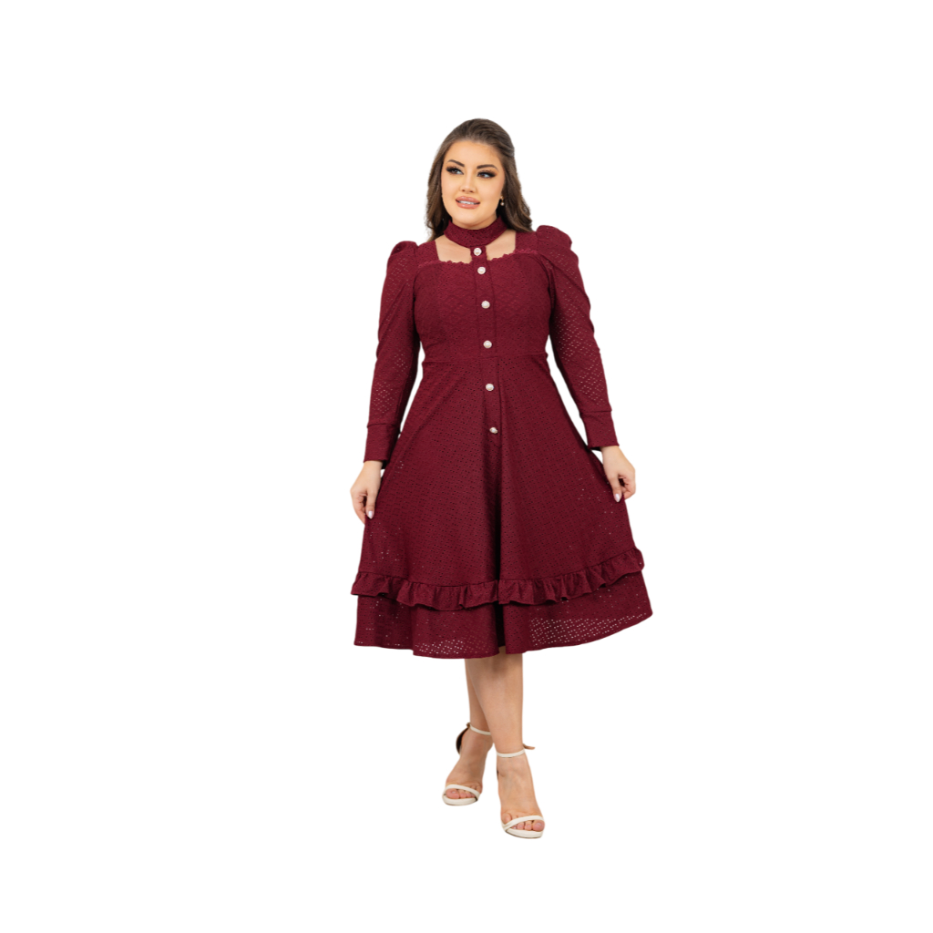 Vestido Manga Longa de Inverno Moda Evangélica Lançamento