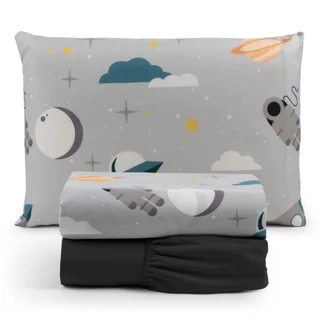 Jogo de Lençol Estampado Solteiro 03 Peças Cama Box 200 Fios Macio
