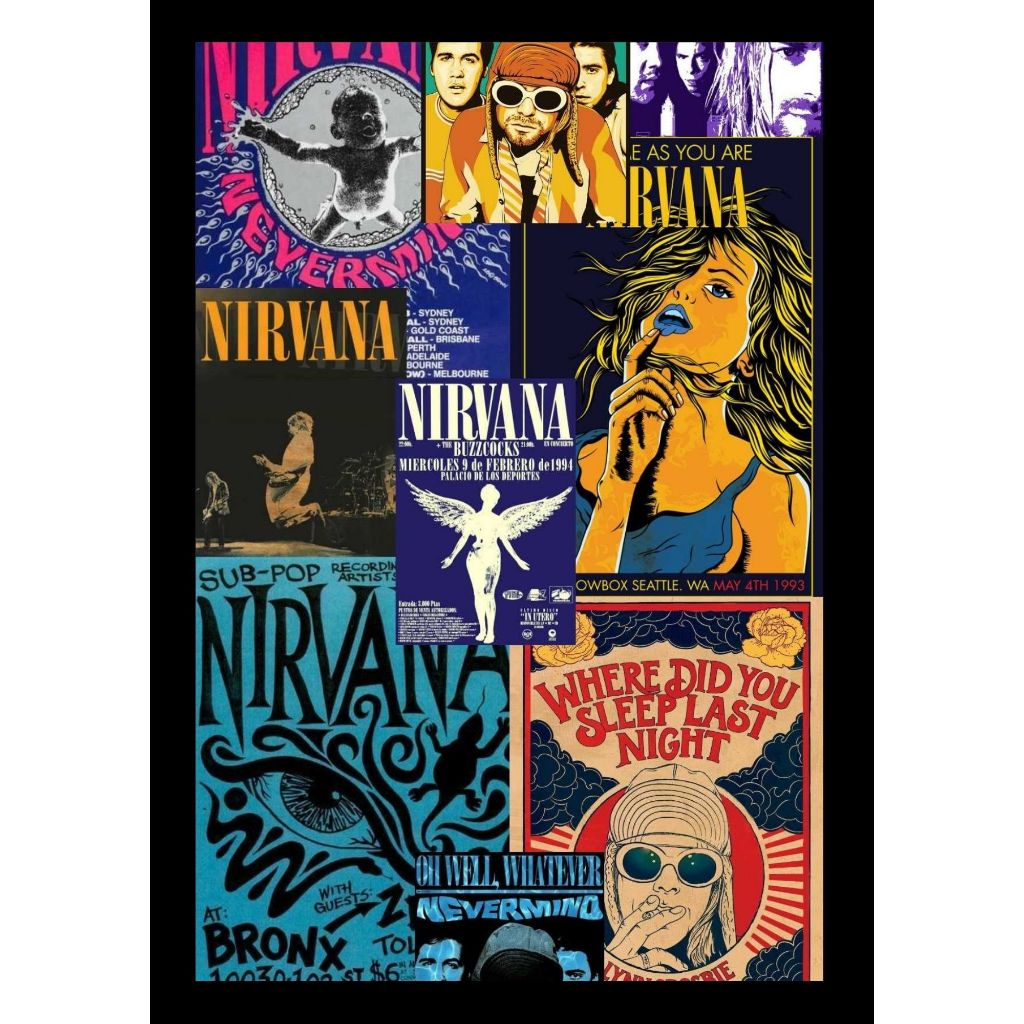 Quadro Nirvana Tamanho Grande A3 Poster - Poster Nirvana Kurt