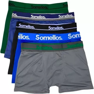 Kit 5 Cuecas Boxer Somellos Adulto Masculina Microfibra Plus Size Com Forro de Algodão