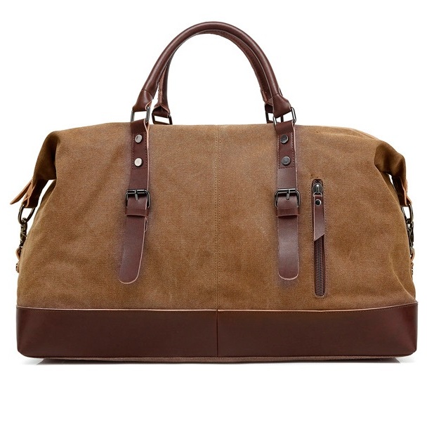 Bolsa Viagem Lona Couro Mala Viagem Transversal De Mão Bo45l