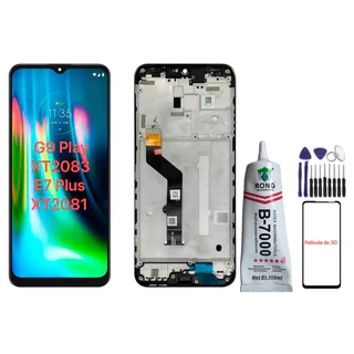 Frontal Tela Touch Display Completa Moto G9 Play Xt2083 E7 plus Sem Aro E Com aro - A Pronta Entrega