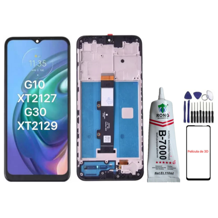 Tela Frontal Touch Display Moto G10 Xt2127 G30 Xt2129 Sem Aro E Com Aro ...