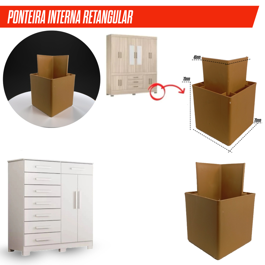Kit Com Pés Para Guarda Roupa Racks e Armário 4/6/8/10/12 Unidades Pé ...