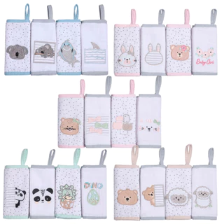 Pano de Boca com Prendedor de Chupeta 38cm x 36cm - Pano Fralda com Soft 100% Algodão Bordado Forrado