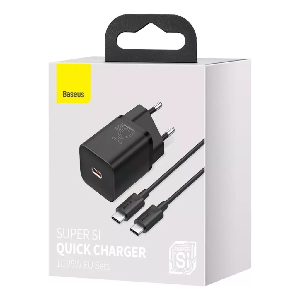 Carregador Turbo Super SI 25w Quick Charger Baseus Compativel iPhone 15 16 Max - COR BRANCO