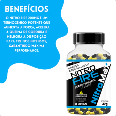 Kit 12x Termogênico Nitro Fire 60 cápsulas Nitromax