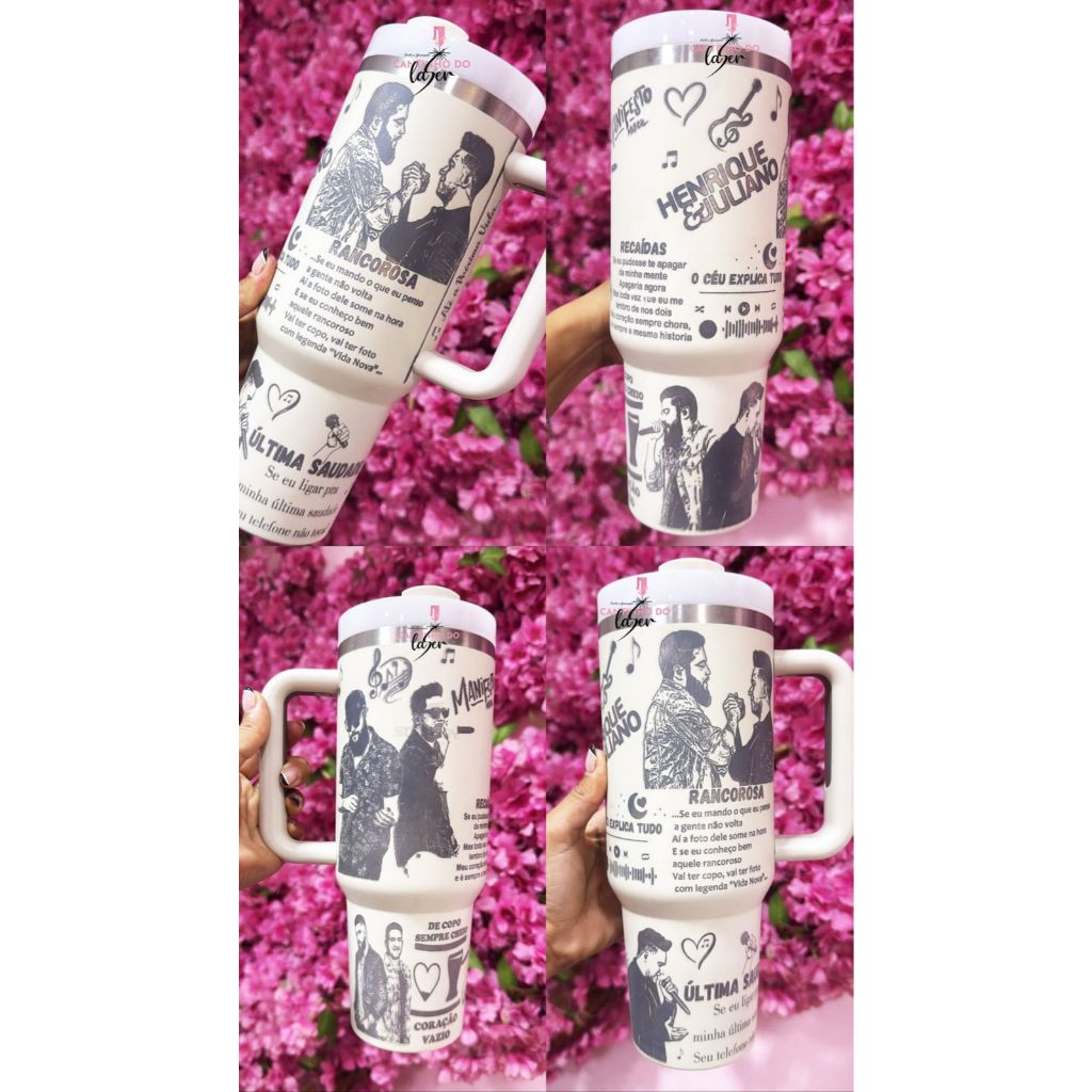 Copo Stanley 1,200lt personalizado Henrique e Juliano com foto e ...