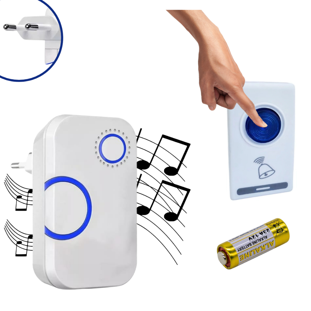 Campainha Sem Fio de Longo Alcance 100m Com Bateria Inclusa | Shopee Brasil