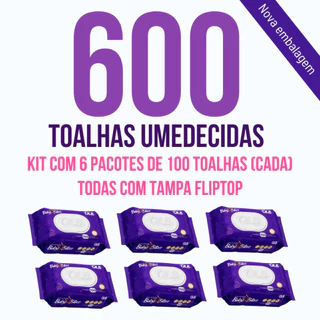 Caixa com 6 Lenços/Toalhas Umedecidas Baby Star Roxa com 100 Unidades Cada – Tampa FlipTop em Oferta na Shopee
