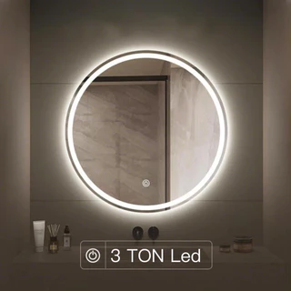 Espelho Led Jateado Touch com 3 cores Lapidado Retangular Redondo 60x80 Cm Banheiro Decoração Maquiagem