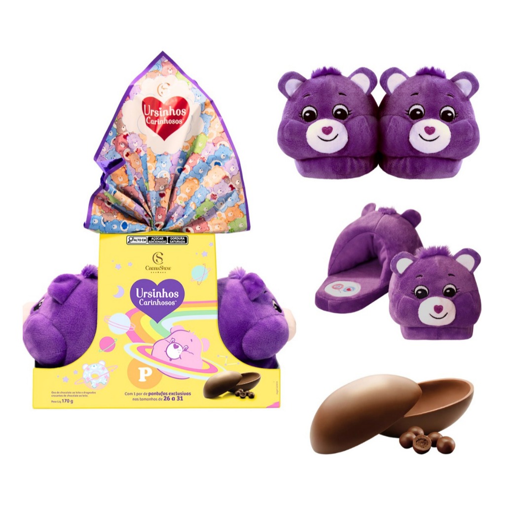 Ovo de Páscoa Meninas Pantufa Roxa Cacau Show 2025 Pelúcia infantil ...