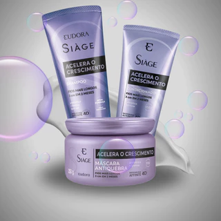 Kit Siage Cronograma Capilar Acelera o Crescimento Shampoo + Condicionador + Máscara