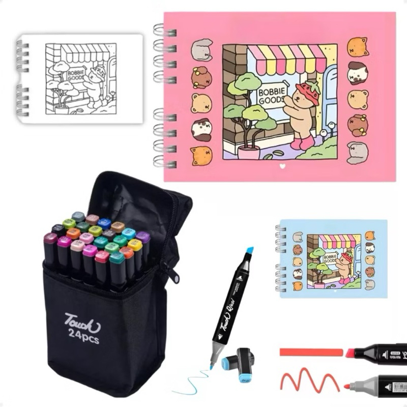 Livro De Colorir Bobbie Goods Com Conjunto De Canetas Ponta Dupla 24 ...