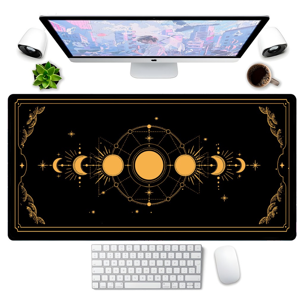 Mouse Pad Gamer Fases da Lua 70x35cm Estampado 1956