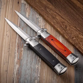 Canivete Milano Máfia Stiletto em Madeira com Lâmina em Aço - Design Elegante e Afiado