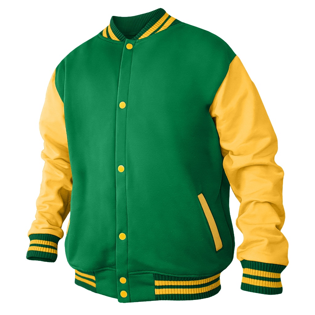 Jaqueta College Verde Amarelo Moletom Colegial Liso Uniforme Brasil ...