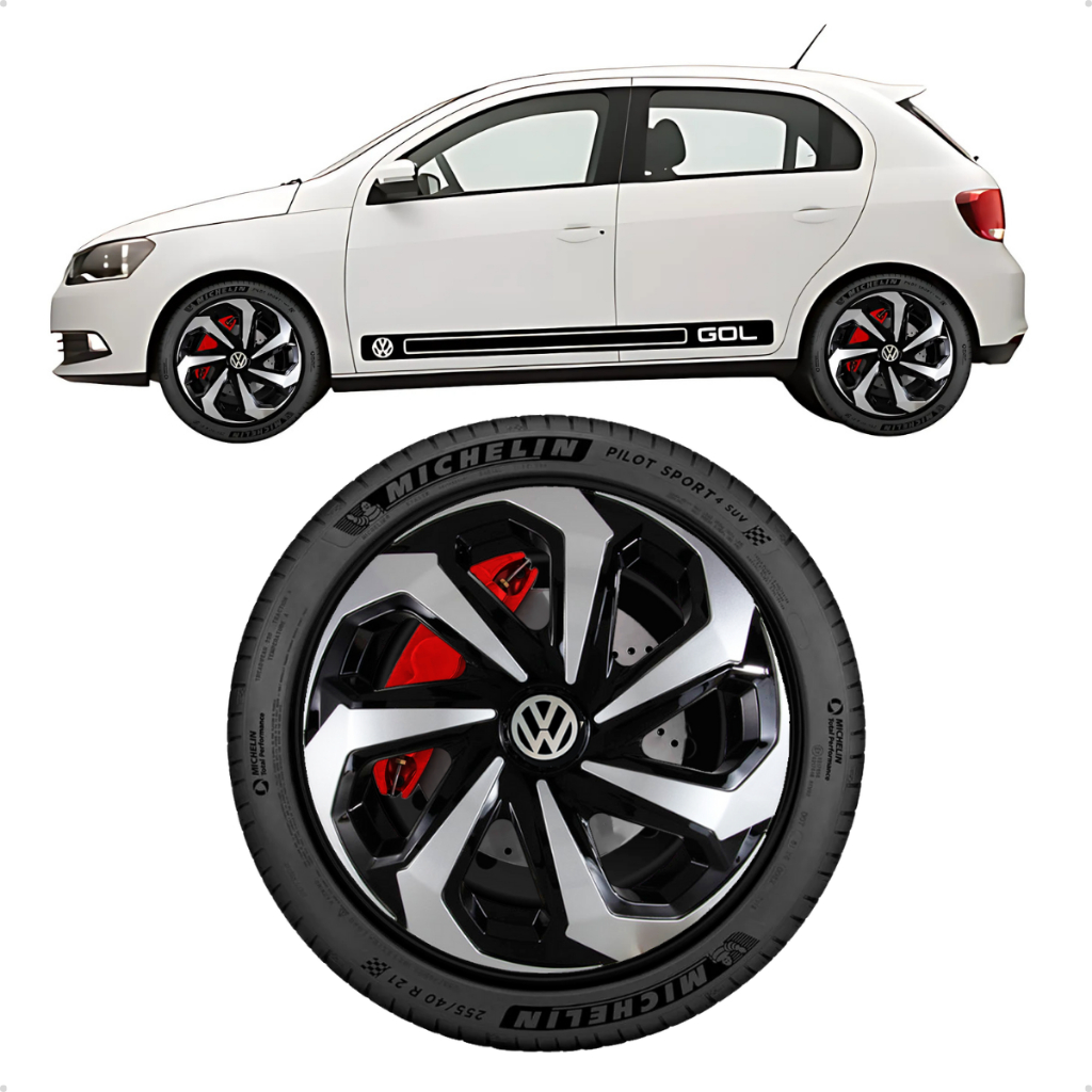 Jogo 4 Calota Spider Aro 13 14 15 Esportiva Gol G3 G4 G5 G6 Saveiro Parati