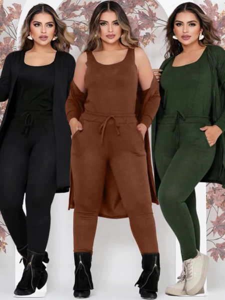 Trio Conjunto Feminino Lanzinha Modelo Leticia Outono Inverno Plus Size