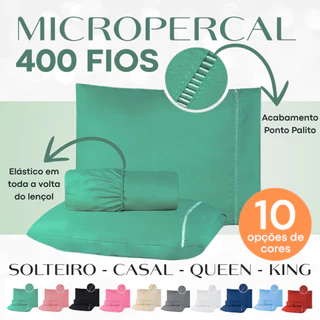 Jogo de Lençol 400 fios - Micropercal 03 Peças Ponto Palito - Solteiro - Casal - Queen - King em Oferta na Shopee