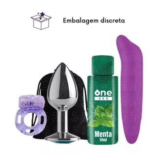 Vibrador Ponto G + Gel Lubrificante One Sex + Plug Anal Tamanho P + Anel Peniano Com Vibrador em Oferta na Shopee
