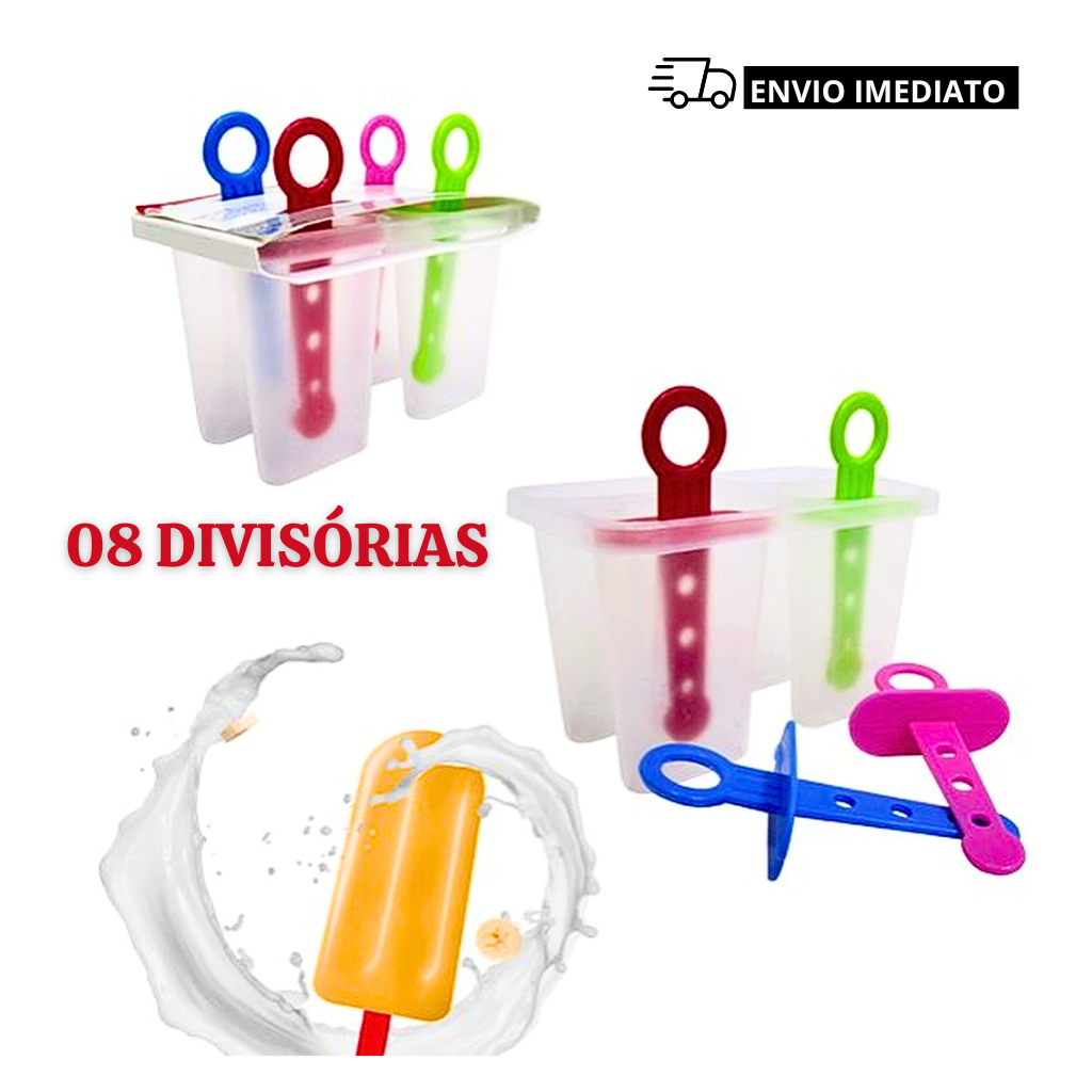 Forma de Picolé Sorvete Caseiro 8 Cavidades Utensílios Cozinha ...