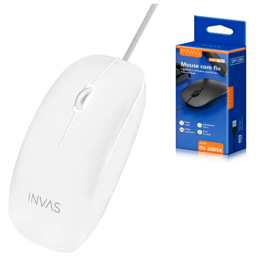 Mouse com fio Invas - IN 20054 (Slim) | Shopee Brasil