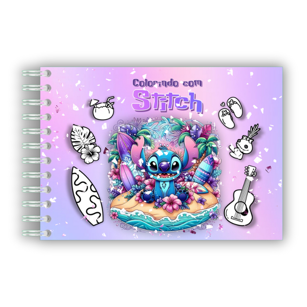 Caderno de Colorir Stitch - 50 Folhas Capa Dura Holográfica | Shopee Brasil