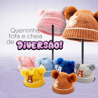 Gorro Touca Longo Infantil Menino Menina Tricotado Quente Fashion Para 2 a 6 anos MZ0469UR em Oferta na Shopee
