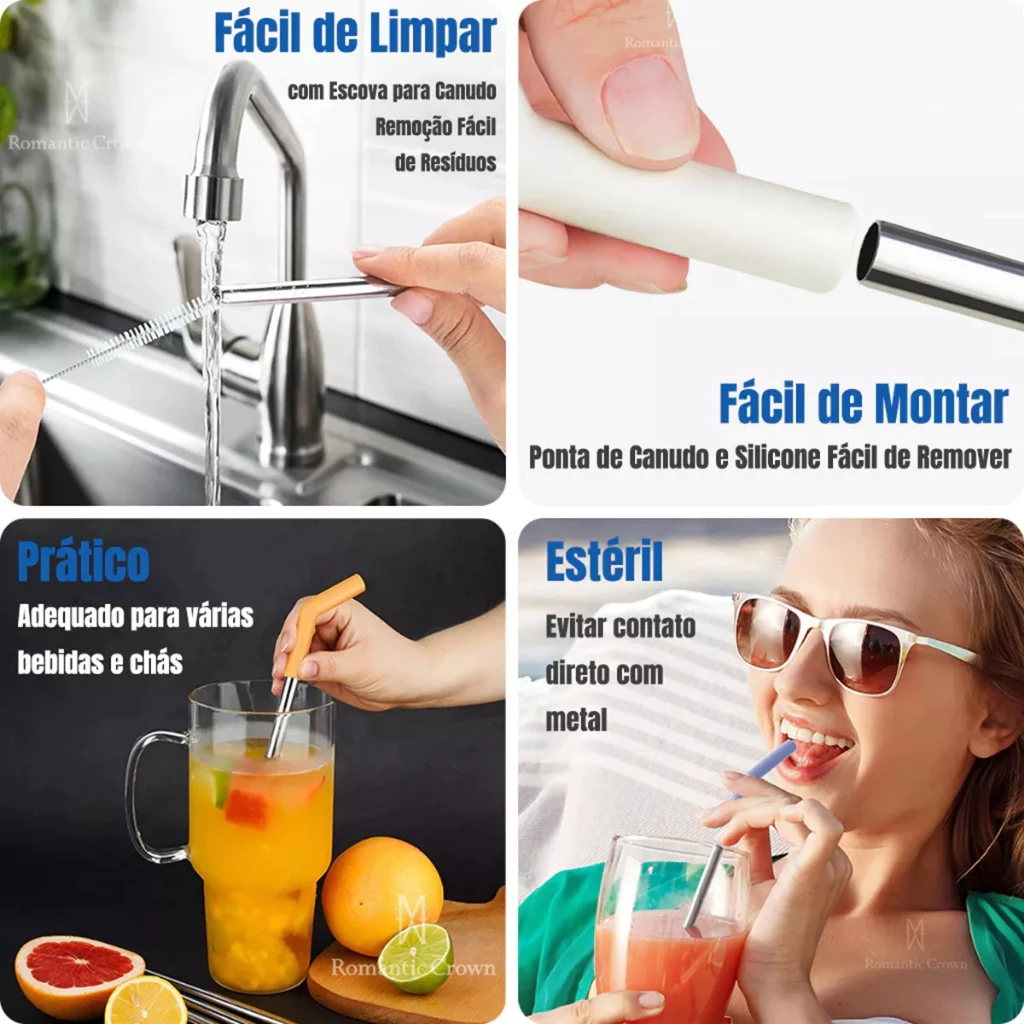 ROMANTIC CROWN Copo Térmico Inox Portátil 1200ml/600ml/1.2L Garrafa Térmica Inoxidável com Tampa e Canudo