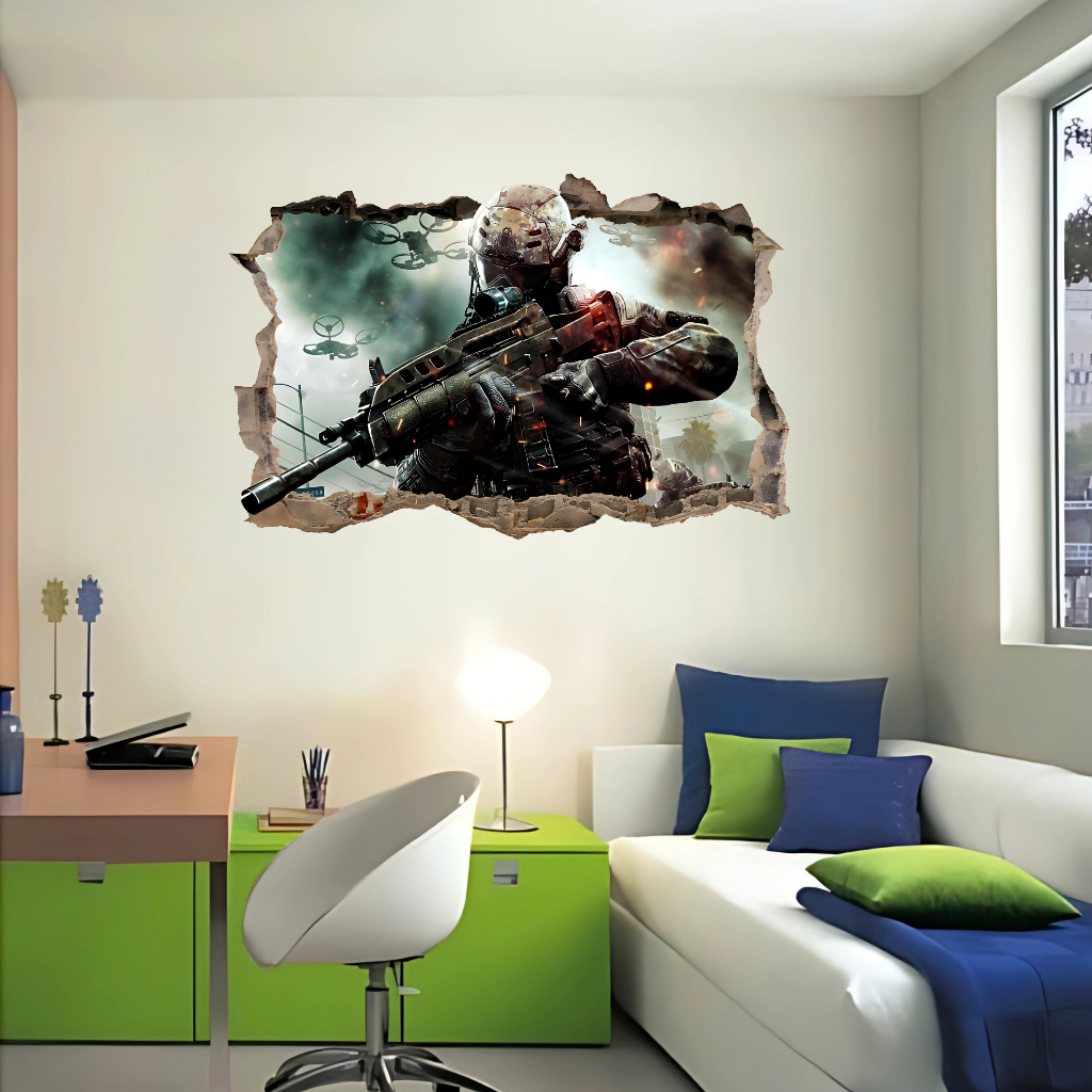 Adesivo 3D Buraco na Parede - Efeito Realista | Decoração Temática e ...