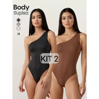 KIT 2 Body Feminino Suplex Mula Manca Com Forro Alça fina um Ombro Premium