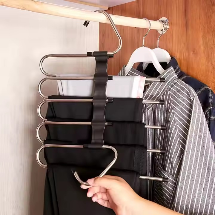 Novo - Cabide Multifuncional de Inox com 5 Divisórias Cabide Mágico ...