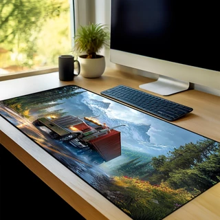 Mouse Pad Gamer Caminhão Antiderrapante Grande 70x35 80x35 90x40 90x50 cm Anime Borda Costurada