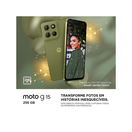 Smartphone Motorola Moto G15 256GB, 4G, 12GB RAM Boost*, Câmera 50MP, Tela FHD+ 6.7 - Grafite - Vista 6