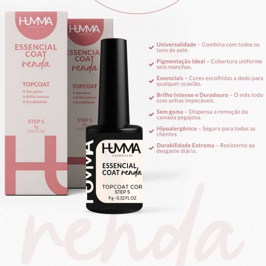 Humma TopCoat Essencial Coat Renda 9g Brilho Intenso Nails Design ...