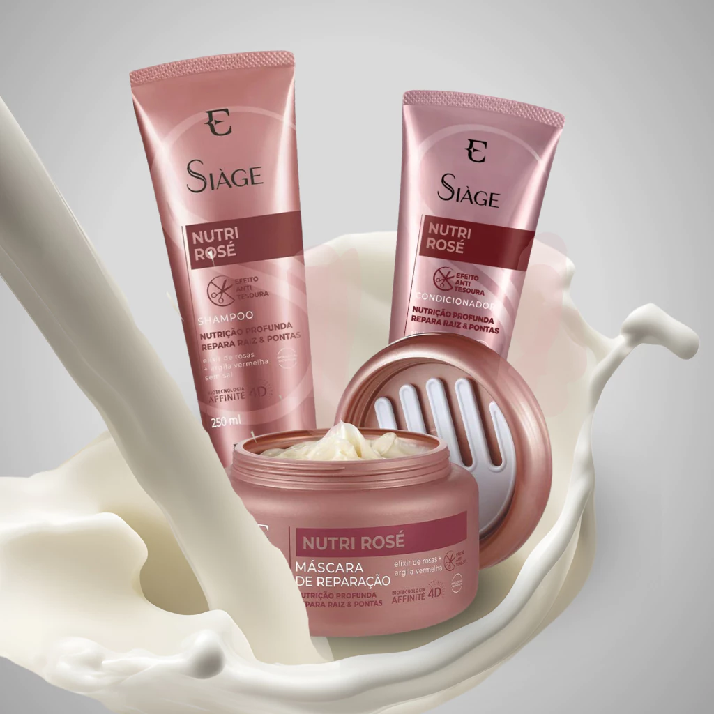 Kit Siage Cronograma Capilar Nutri Rosé Shampoo + Condicionador + Máscara