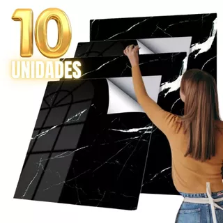 Kit 10 Placas Adesivas 60x60cm Grande de Mármore 3D para Parede Autocolante Impermeável Realista