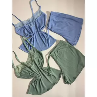 Baby Doll Canelado com Renda Conforto Estilo Noites Suaves Pijama