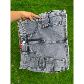 Saia Cargo Jeans Feminina Cintura Alta Com Variadas Lavagens
