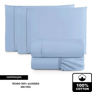 Jogo de Lençol 3 Peças 100% Algodão antialérgico Solteiro Casal Queen e King em Oferta na Shopee