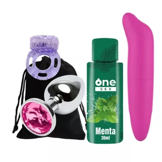 Kit Plug Anal Tamanho P + Gel Lubrificante One Sex Menta + Anel Peniano + Vibrador Ponto G em Oferta na Shopee