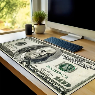 Mouse Pad Gamer Dollar Antiderrapante Grande 70x35 80x35 90x40 90x50 cm borda costurada