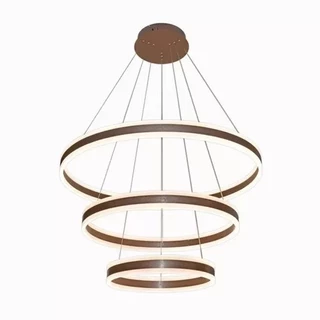 Lustre Pendente Led 3 Anéis Marrom Escovado 226w 3000k DCD03003