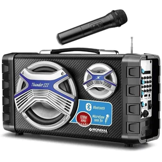 Caixa de Som Portátil Connect Thunder III Mondial Karaokê MCO-13 Preto em Oferta na Shopee
