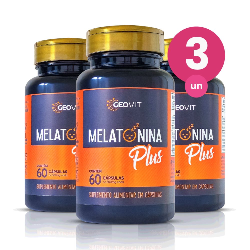 Kit 3 Melatonina Plus 500mg 60 Cápsulas Suplemento Geovit | Shopee Brasil