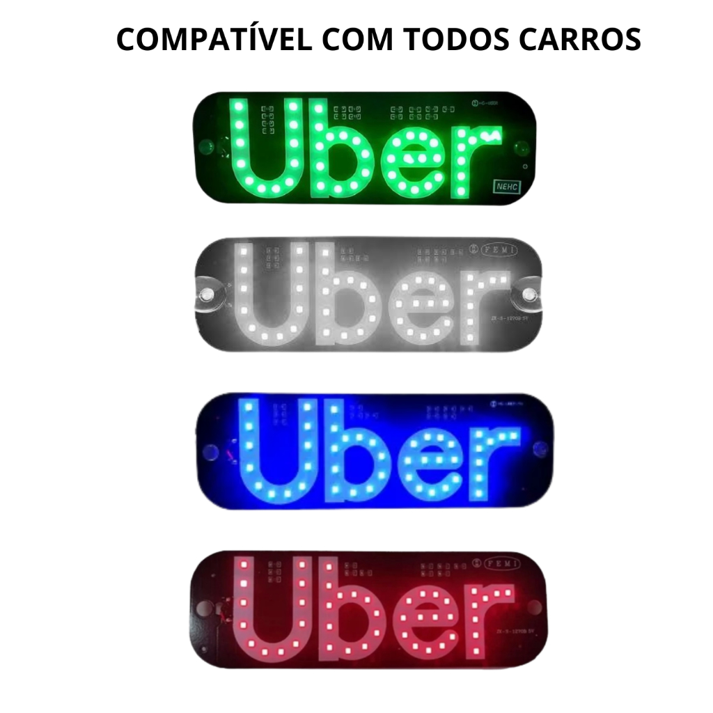 Placa de Led Para Uber Com Ventosa, 4 cores, motorista carro, azul ...