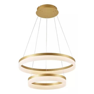 Pendente Lustre Led 2 Aros Luz Direta Sindora Dcd03007 Metal Cor Dourado