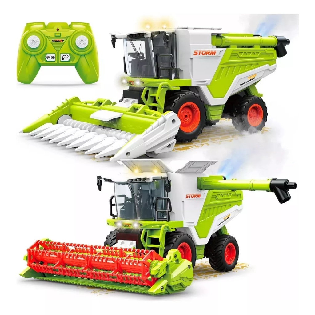 Colheitadeira de Controle Remoto 2 em 1 Com Luzes, Som Realístico e solta Fumaça!!!