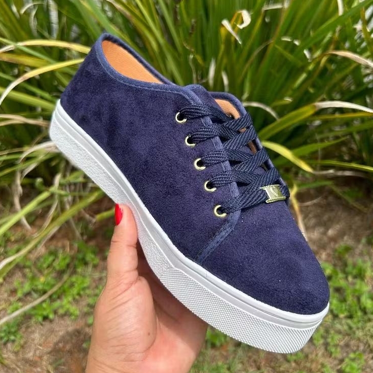 Promoção Tênis Feminino Casual Azul Marinho Leve e Confortável | Shopee ...